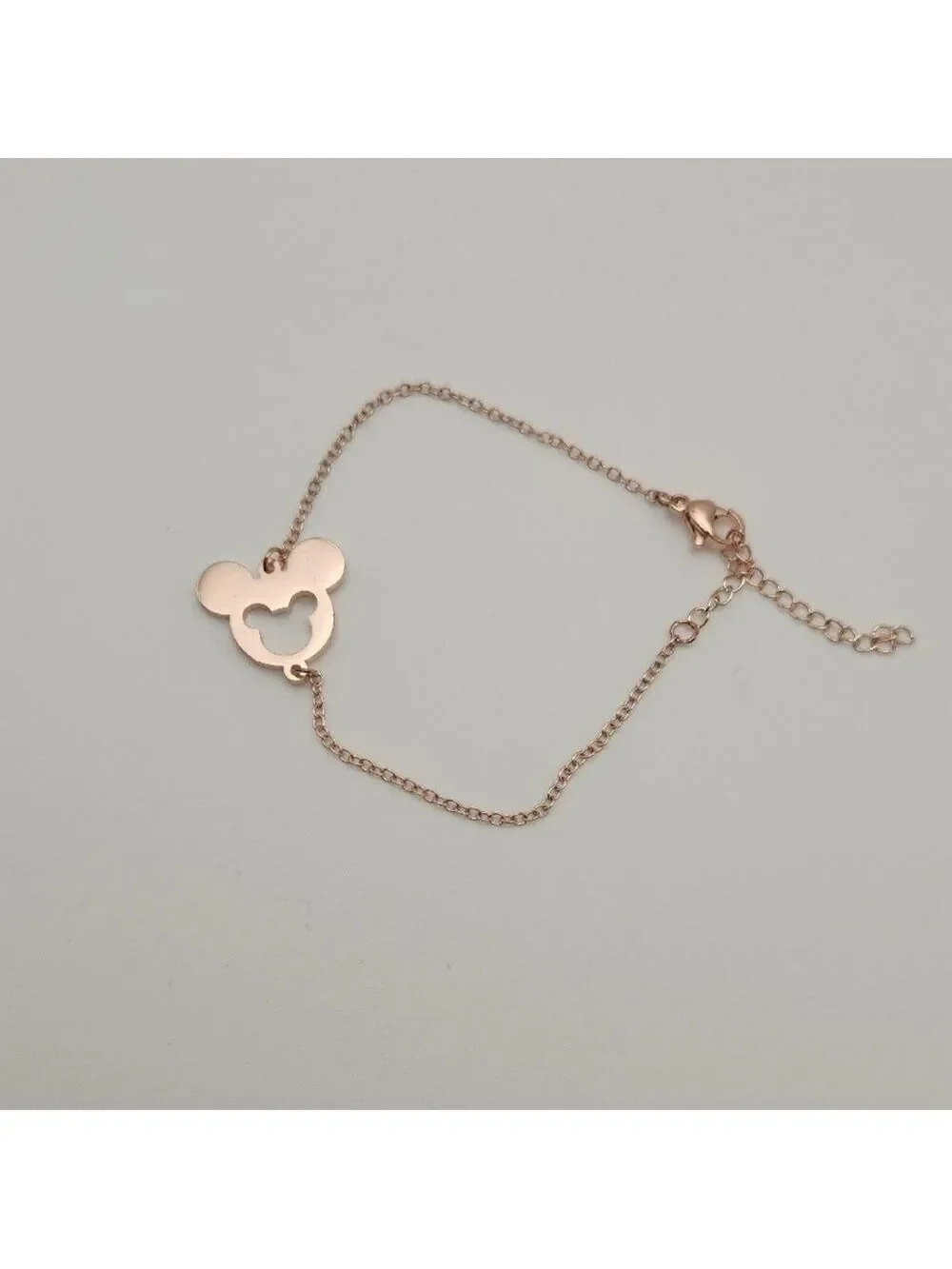 18K Rose Gold Plated Mickey Mouse Cutout Charm Chain Bracelet Playful & Minimal